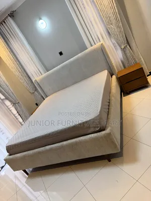 Modern Fabric Bed in Soft Grey