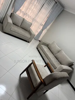 Modern Sofa Set in Grey Fabric