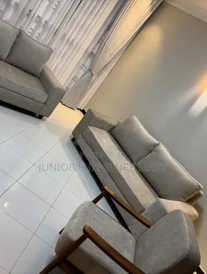 Modern Sofa Set in Grey Fabric