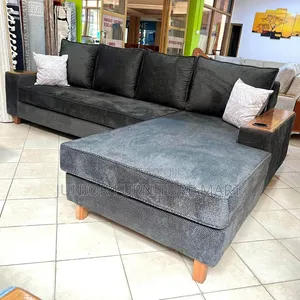 Modern L-Sofa Set in Dark Grey