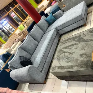 Modern L-Sofa Set in Dark Grey