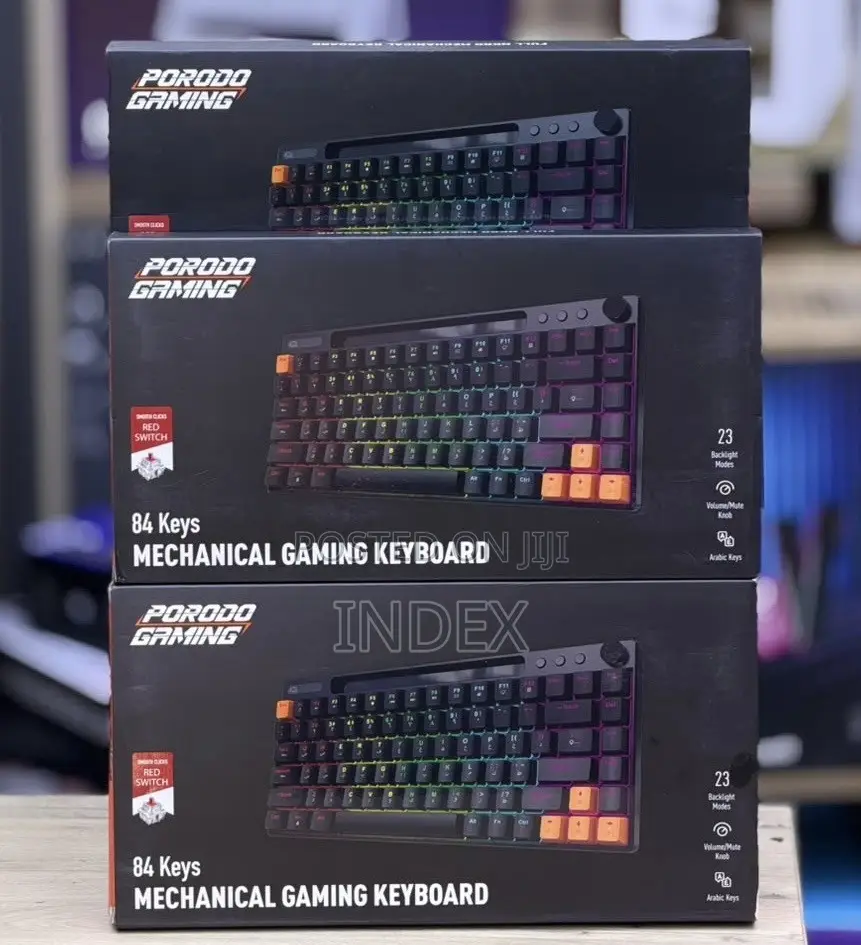 Porodo Wired Mechanical Keyboard 84 Keys With 23 Different Backlightin