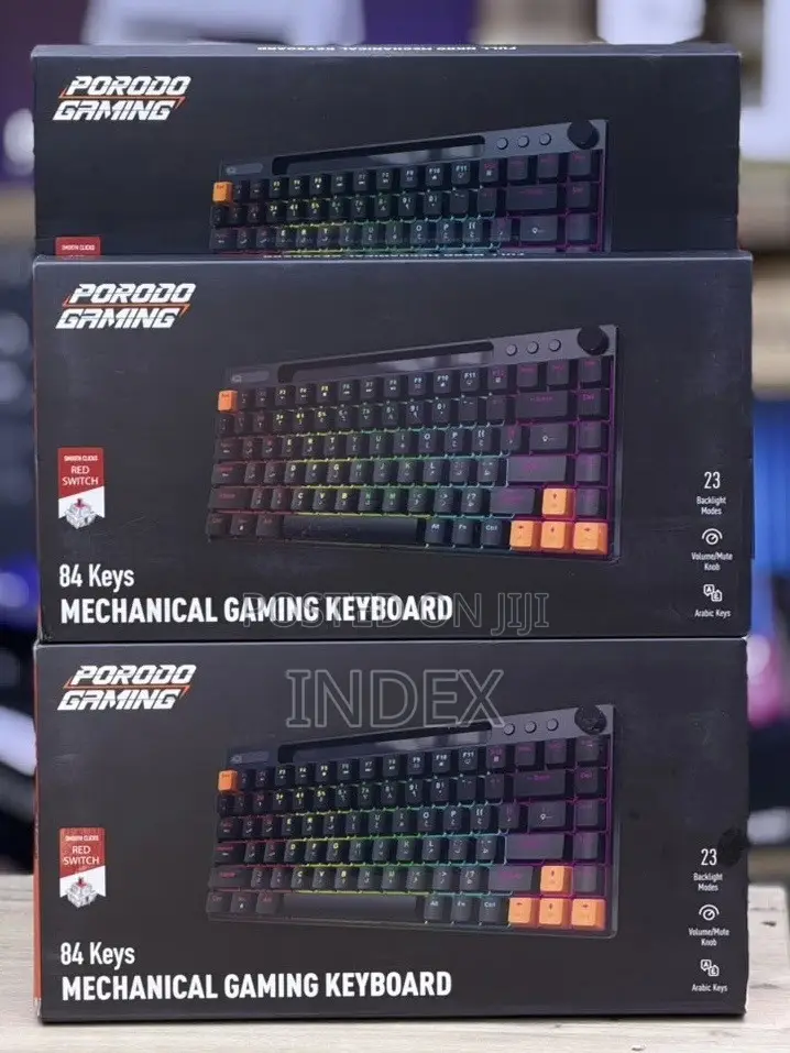 Porodo Wired Mechanical Keyboard 84 Keys With 23 Different Backlightin