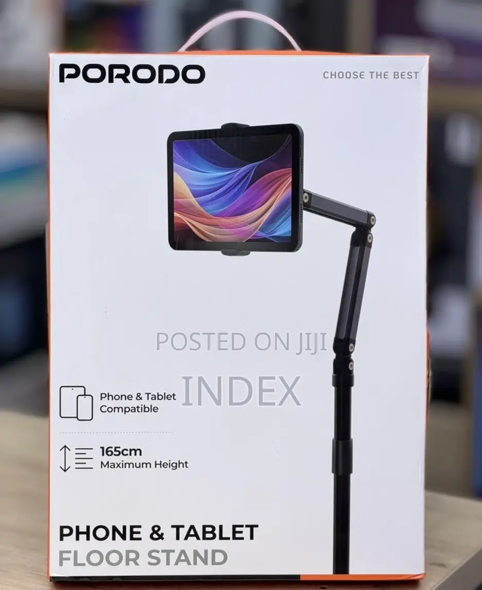 Porodo Phone & Tablet Floor Stand 1.65m, 360° Rotatable & Adjustable