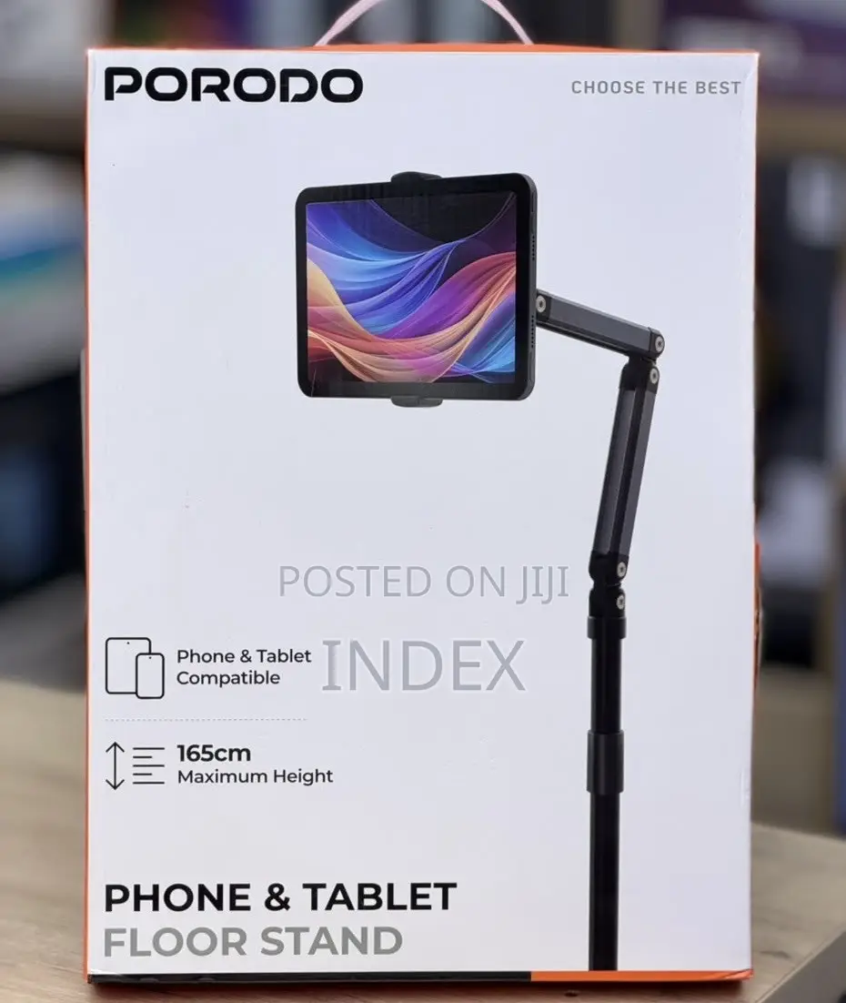 Porodo Phone & Tablet Floor Stand 1.65m, 360° Rotatable & Adjustable