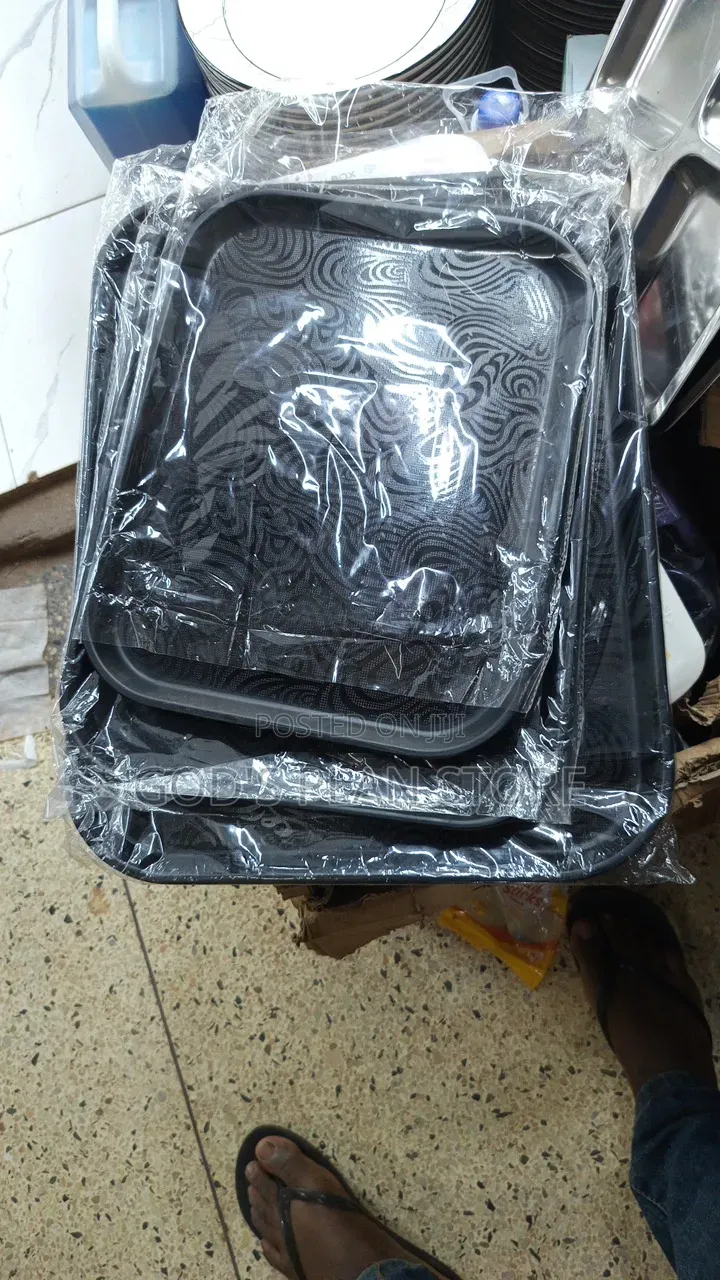 3pcs Black Serving Trays Plastic Serving Trays