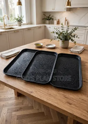 3pcs Black Serving Trays Plastic Serving Trays