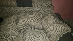 Used Modern 2-Seater Sofa Set (Dark Grey & Patterned) + a One Seater