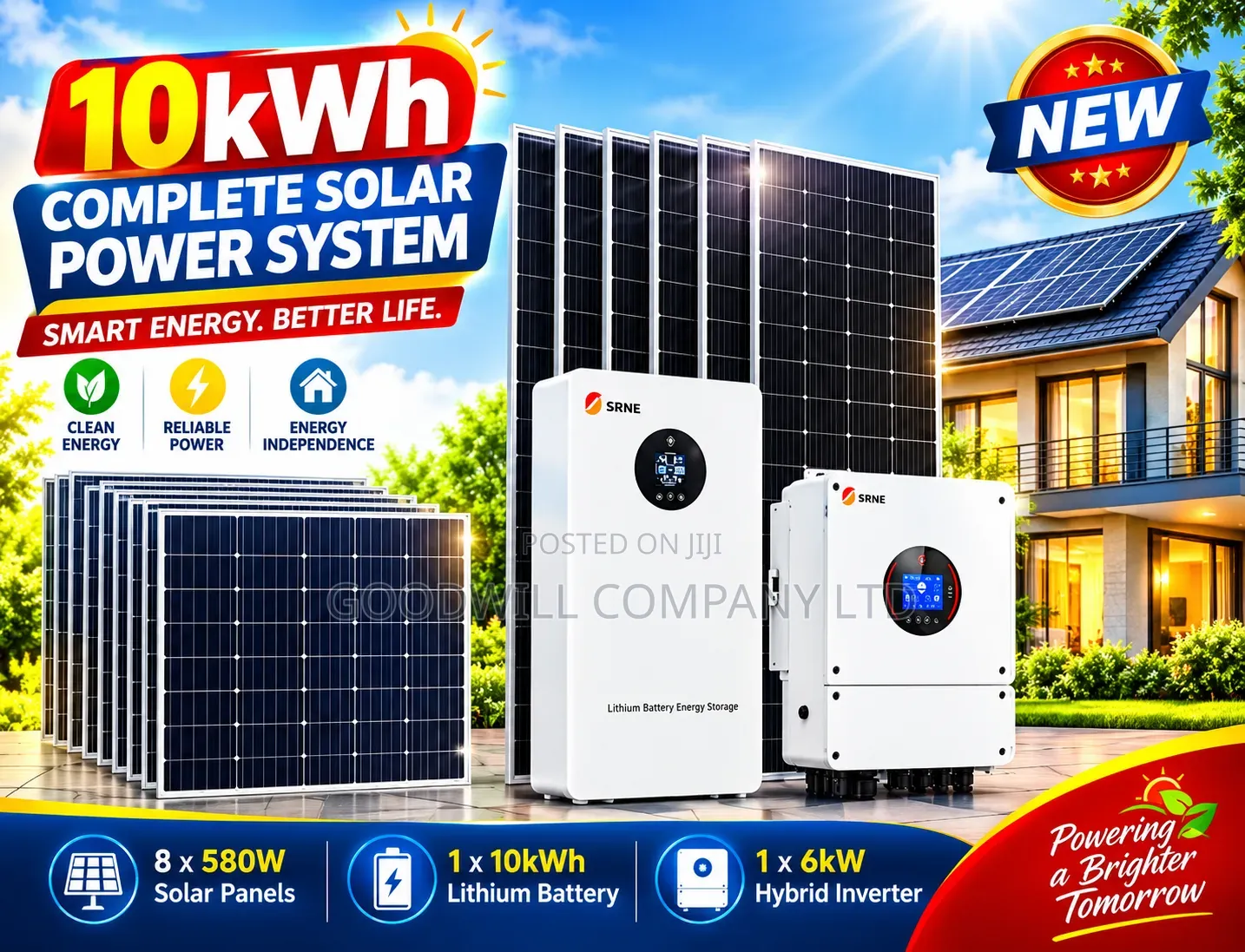 10kwh 48v Massive Clean Energy Hybrid/Lithium Solar System Full Kit