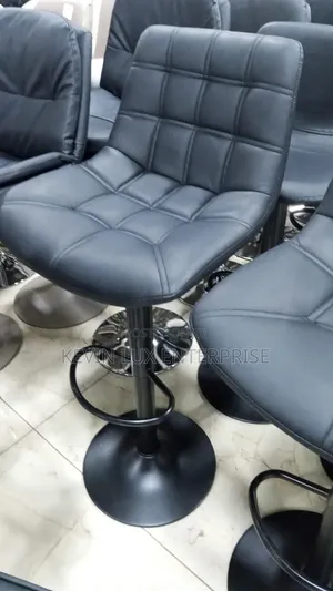 Black Leather Tufted Bar Stool 360 Rotation