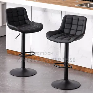 Black Leather Tufted Bar Stool 360 Rotation