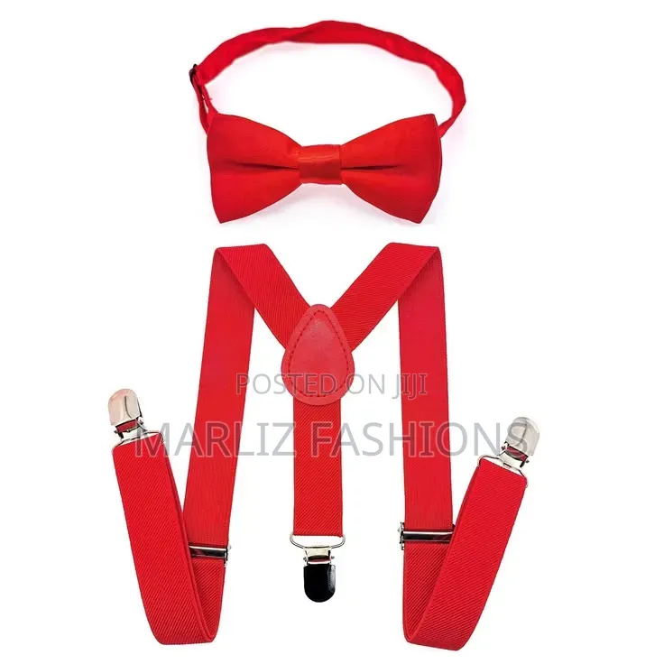 Kid's Red Suspender and Bowtie