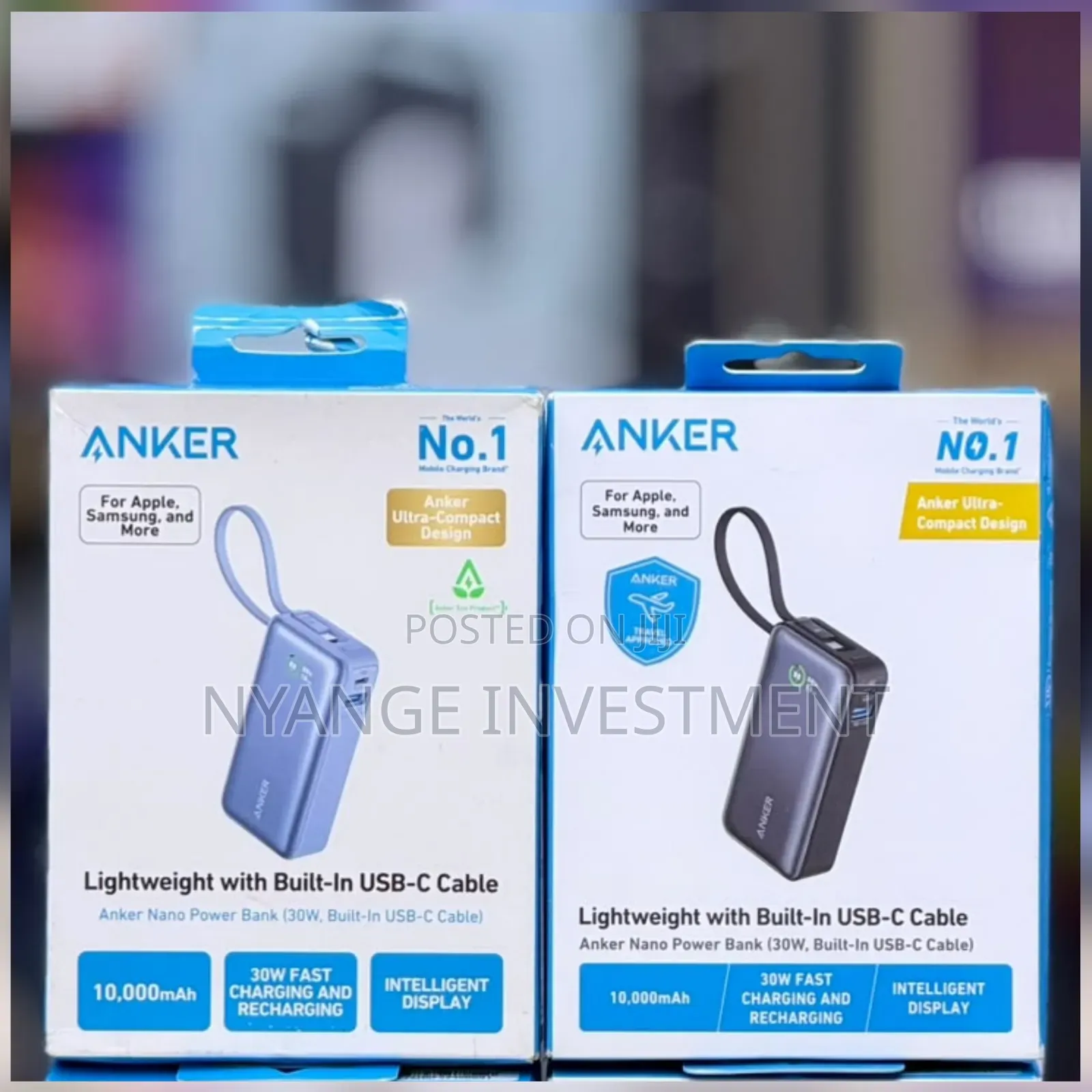 Anker 533 Nano Power Bank 10,000mah 30W With Built in USB C Cable