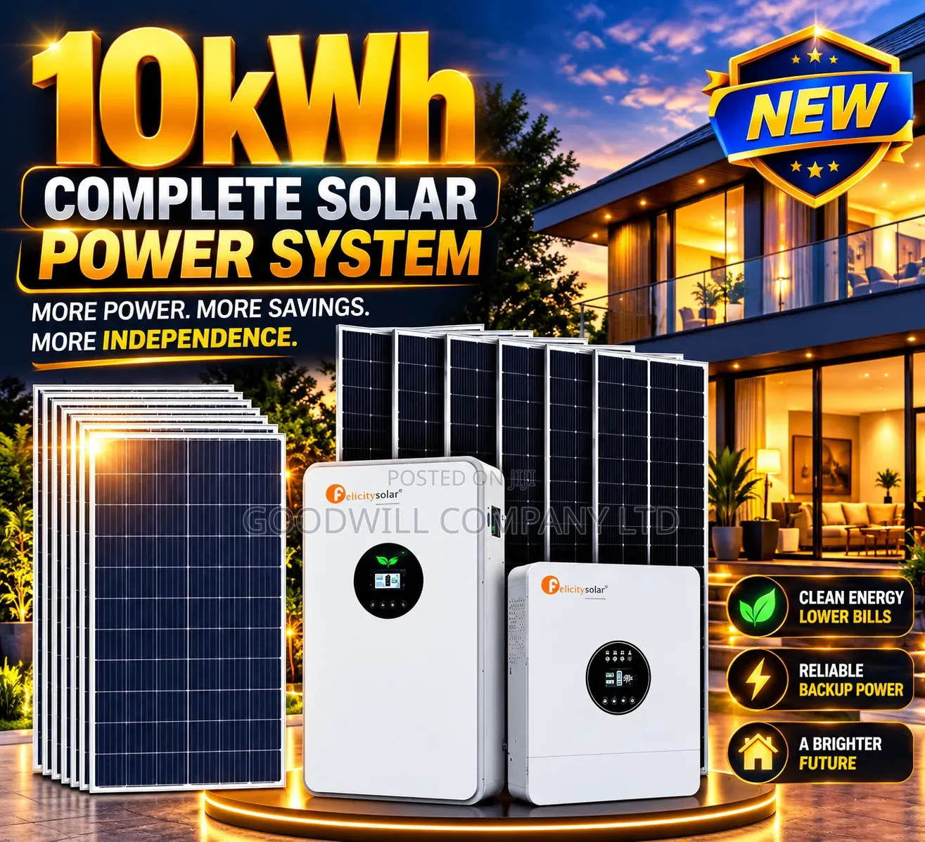 10kwh 48v Lakeside Hybrid/Lithium Solar System Full Kit