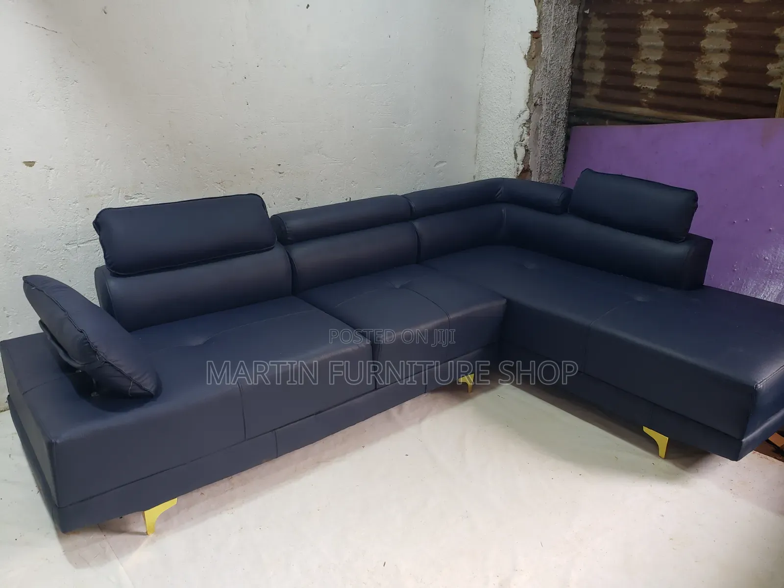 6 Seater L Sofa Set Readily Available for Sale Navy Blue in Colour