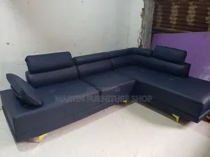 6 Seater L Sofa Set Readily Available for Sale Navy Blue in Colour