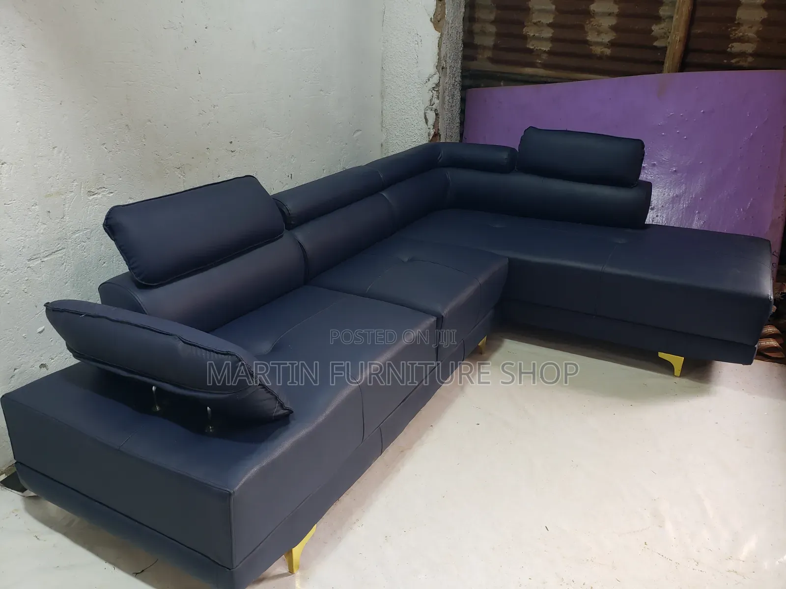 6 Seater L Sofa Set Readily Available for Sale Navy Blue in Colour