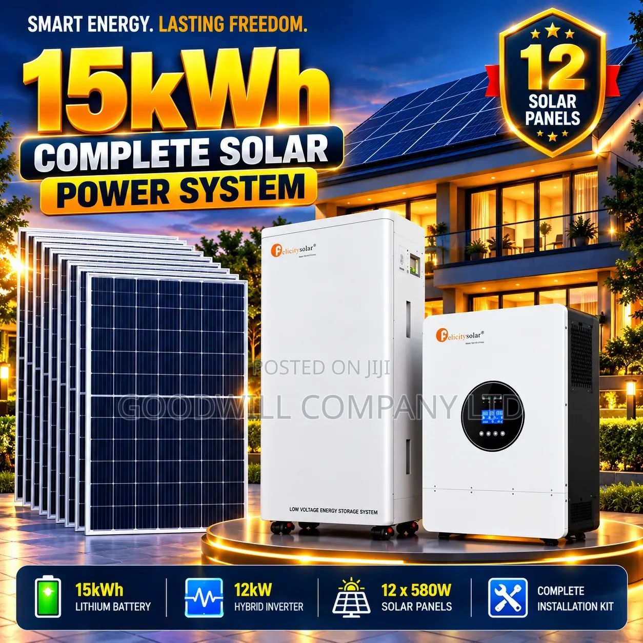 15kwh 48v Massive Clean Energy Hybrid/Lithium Solar System Full Kit