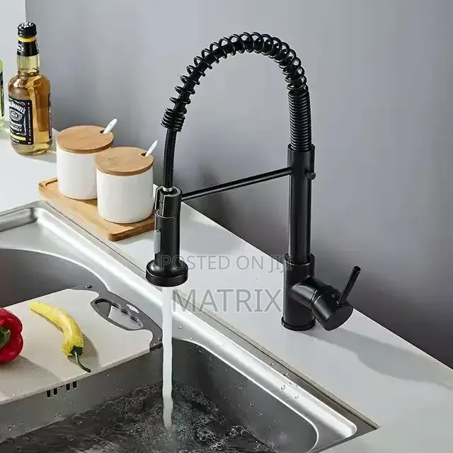 Water Mixer Tap With Pull Down Spray Tap With Spring Neck