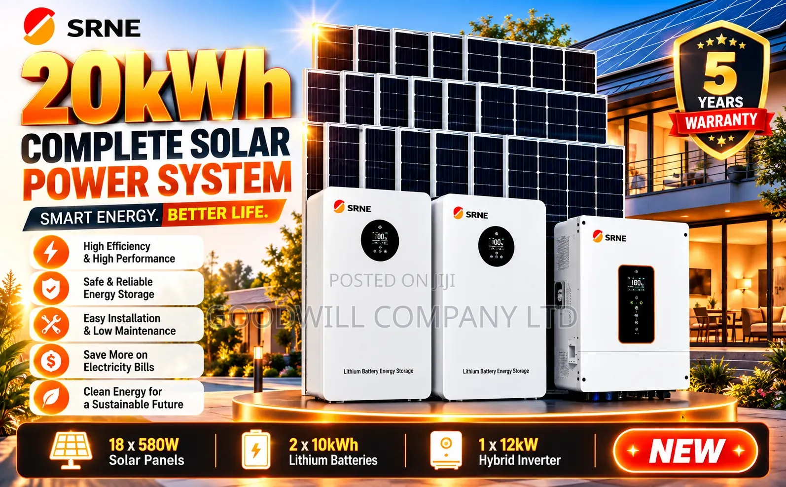 20kwh 48v Massive Clean Energy Hybrid/Lithium Solar System Full Lt