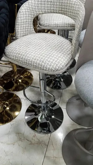 Woven Fabric Swivel Bar Stool