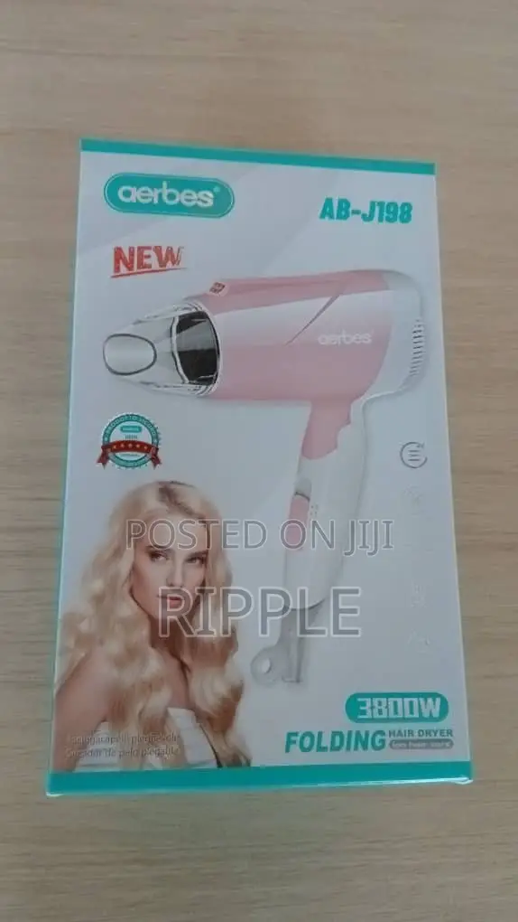 3800W Foldable Hair Dryer – 2 Speeds & Cool Air