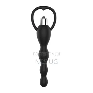 Vibrating Beaded Anal Plug - Black