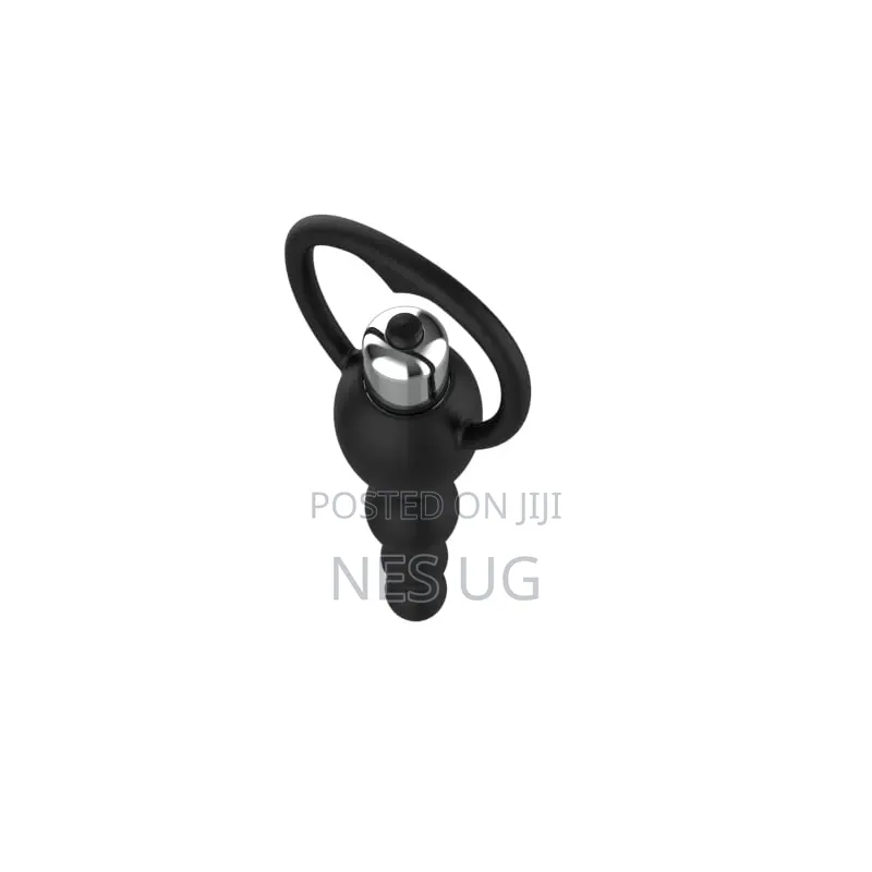 Vibrating Beaded Anal Plug - Black