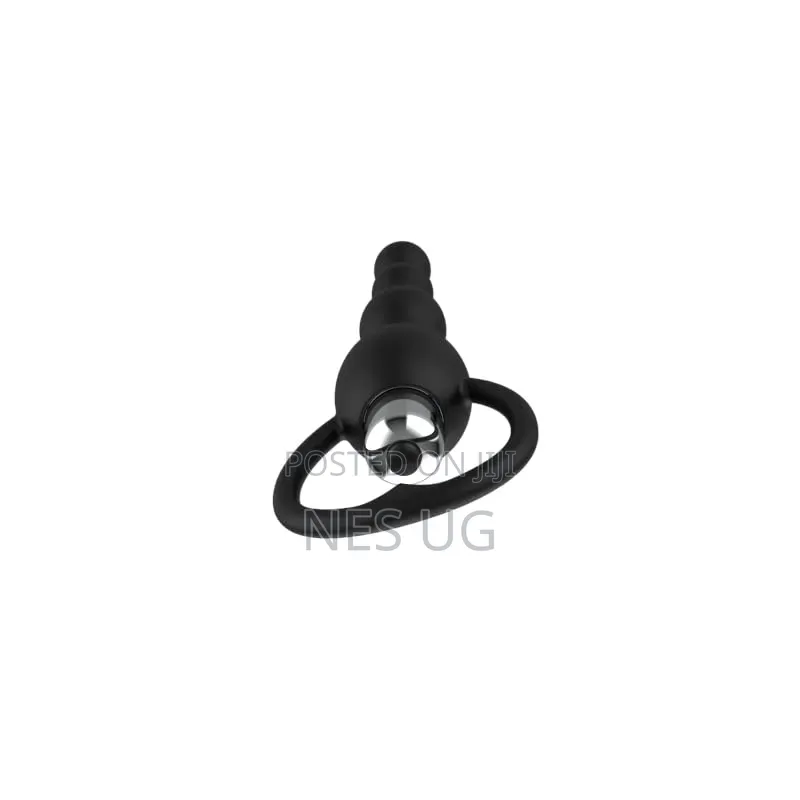 Vibrating Beaded Anal Plug - Black