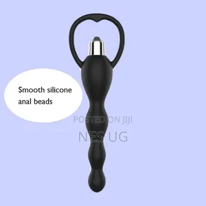 Vibrating Beaded Anal Plug - Black