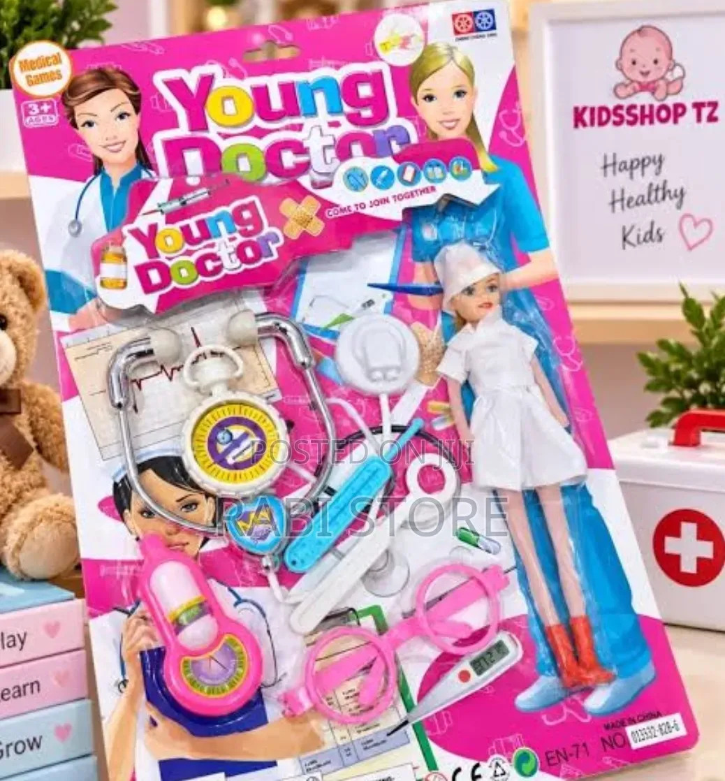 Young Doctor Kids Medical Playset With Nurse Doll & Stethoscope