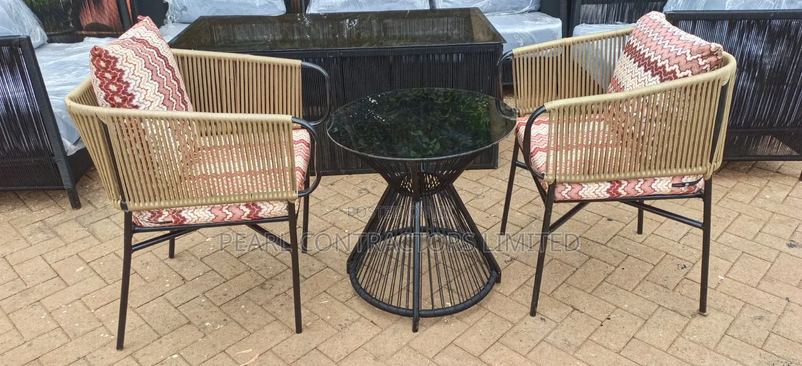Rattan Chairs/a Set of 2 Rattan Chairs + Table From