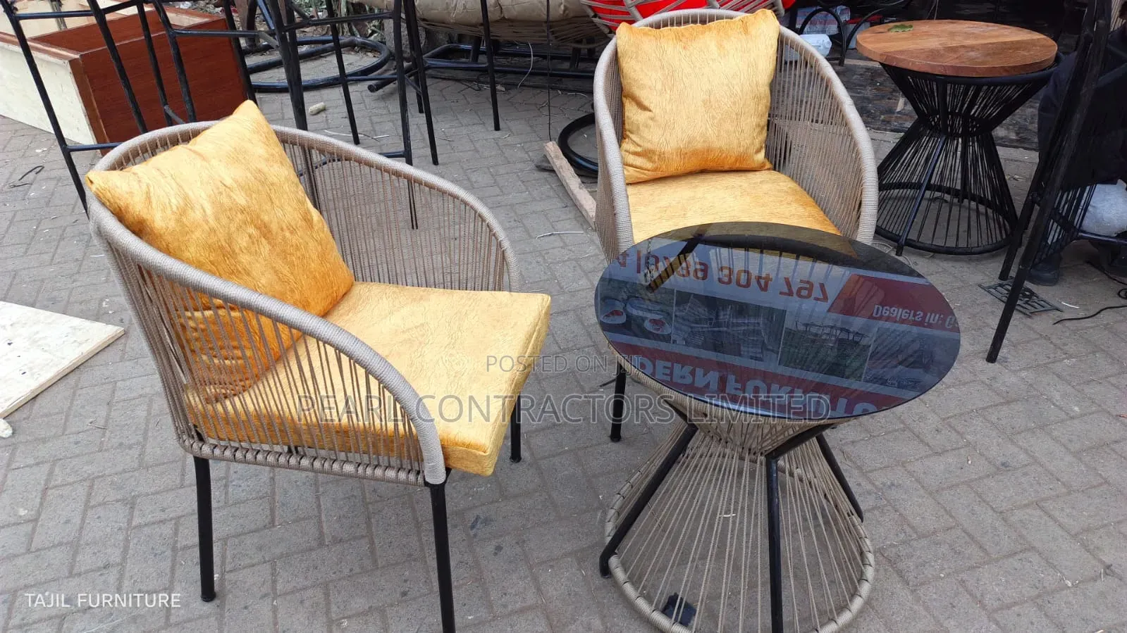 Rattan Chairs/a Set of 2 Rattan Chairs + Table From