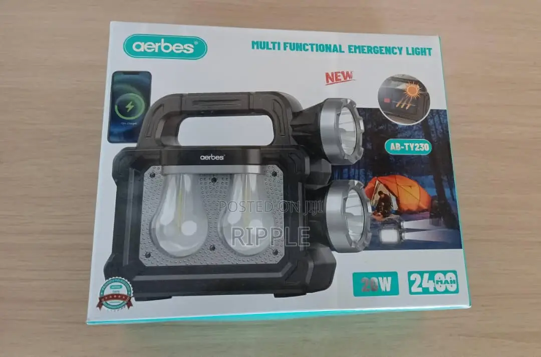 20W Solar Rechargeable Emergency Light With Dual Torch