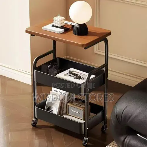 Multifunctional Storage Rack -Rolling Utility Organizer Wooden Top