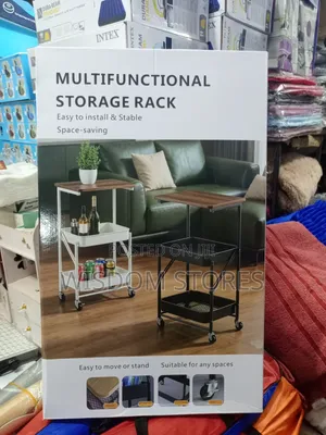 Multifunctional Storage Rack -Rolling Utility Organizer Wooden Top