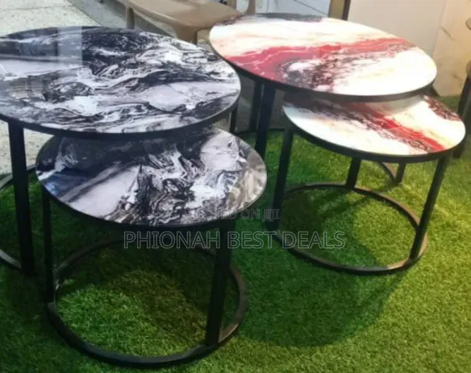 Glass Marbles Printed Centre Tables