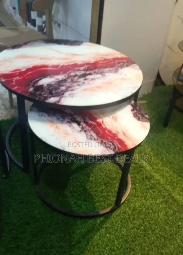 Glass Marbles Printed Centre Tables