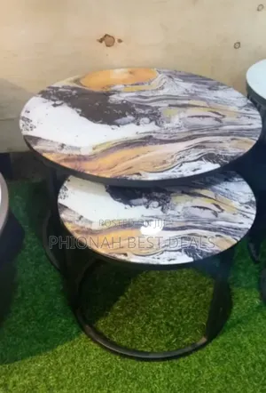 Glass Marbles Printed Centre Tables
