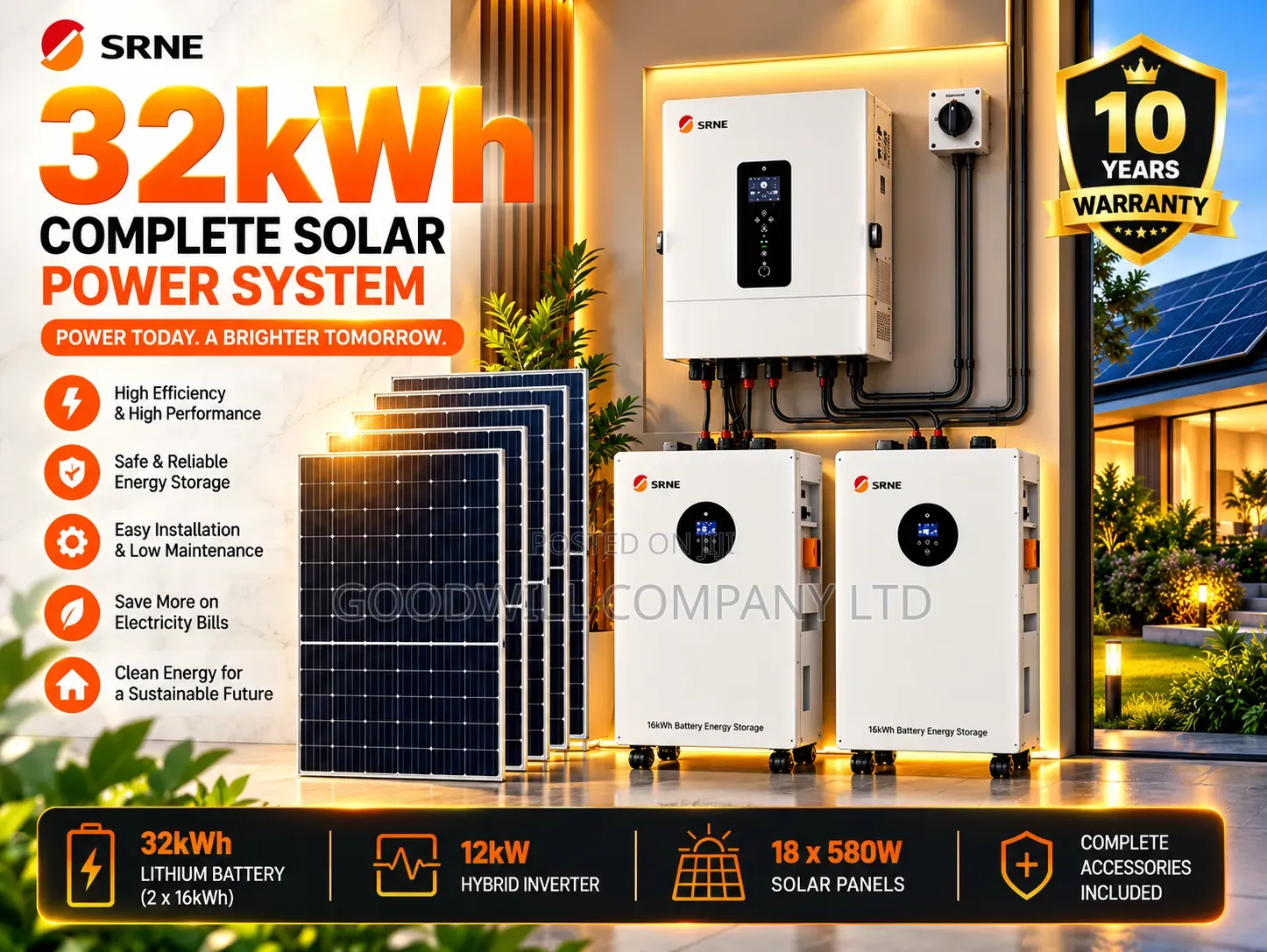 32kwh 48v Massive Clean Energy Hybrid/Lithium Solar System