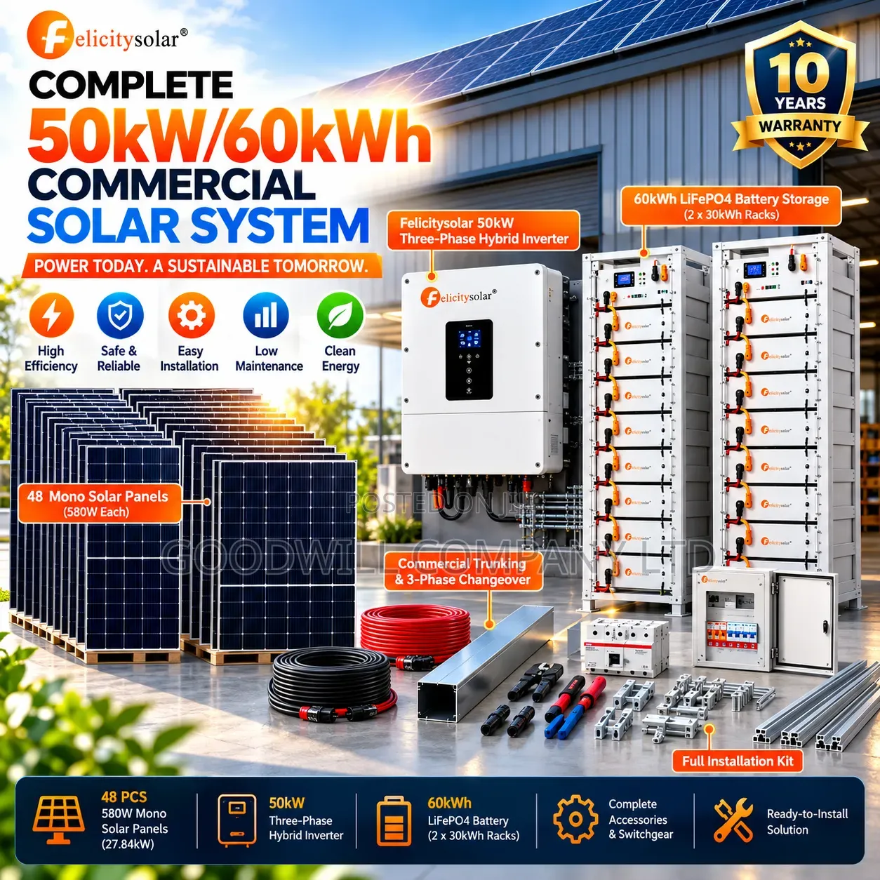 60kwh Bump Power Energy Hybrid/Lithium Solar System Full Kit