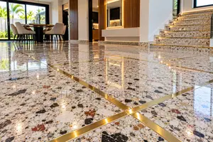 Luxury Terrazzo Flooring With Brass Divider Strips