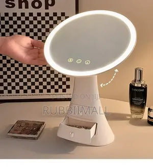 Mirror With a Built-in Storage Drawer & Touch-Control Lighting.