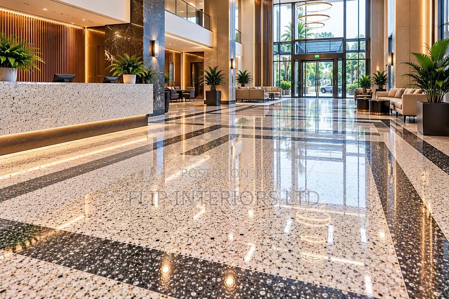 Luxury Lobby Terrazzo Flooring Installation