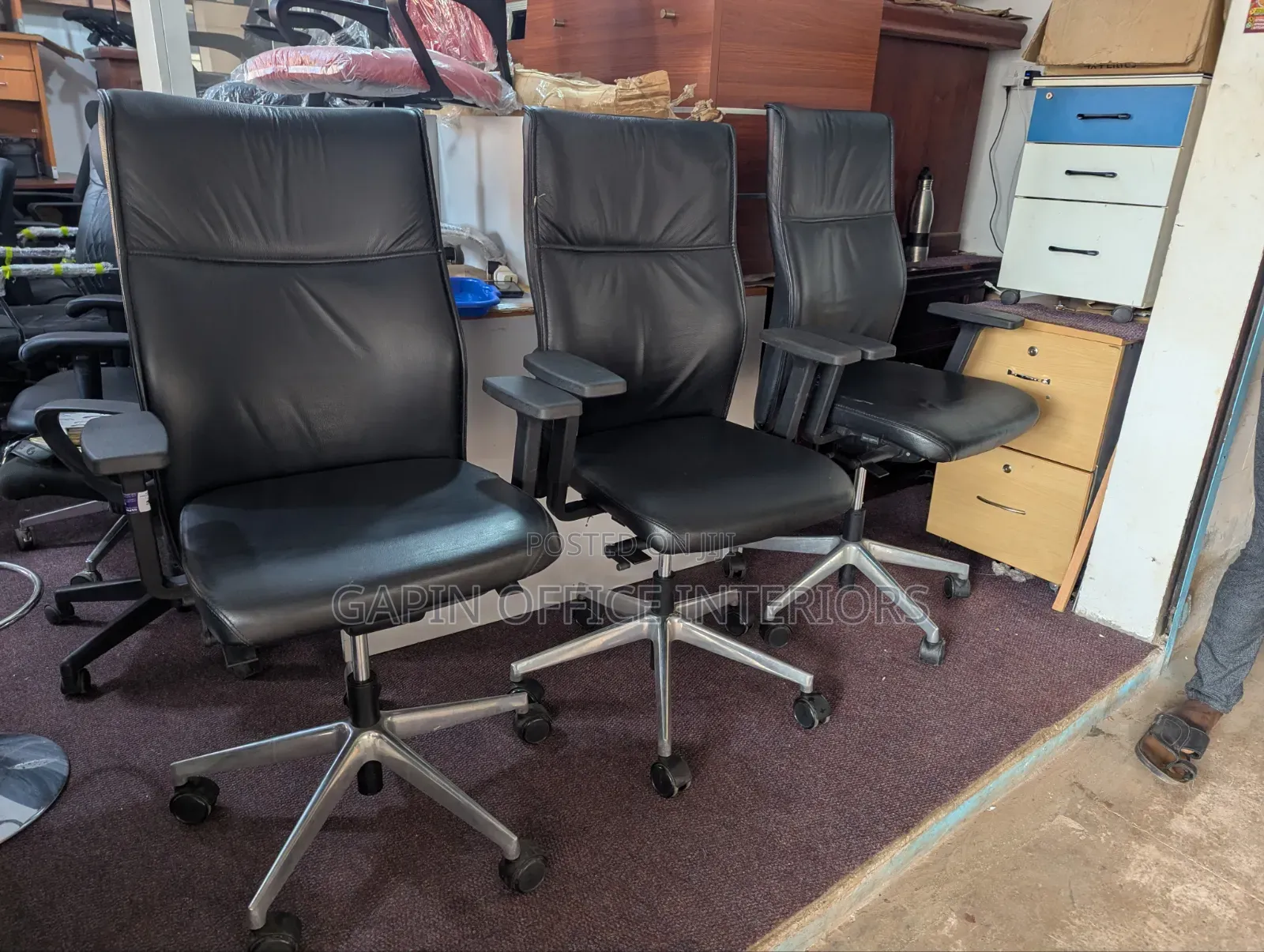Pure// Original Leather Long Back Chairs, Adjustable. Price Per Piece