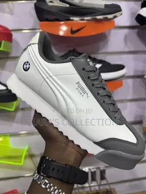 Gray and White Puma Roma BMW Motorsport Sneakers