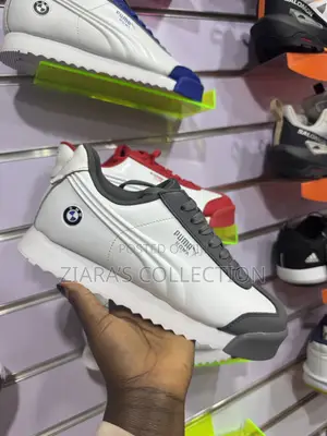 Gray and White Puma Roma BMW Motorsport Sneakers