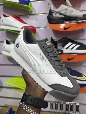 Gray and White Puma Roma BMW Motorsport Sneakers