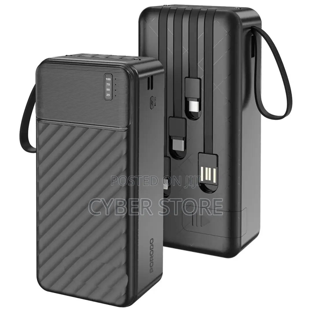Porodo Piano 30000mAh Power Bank With Integrated Cables (Black)