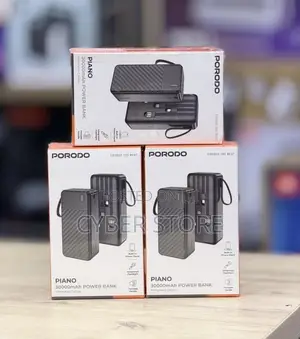 Porodo Piano 30000mAh Power Bank With Integrated Cables (Black)